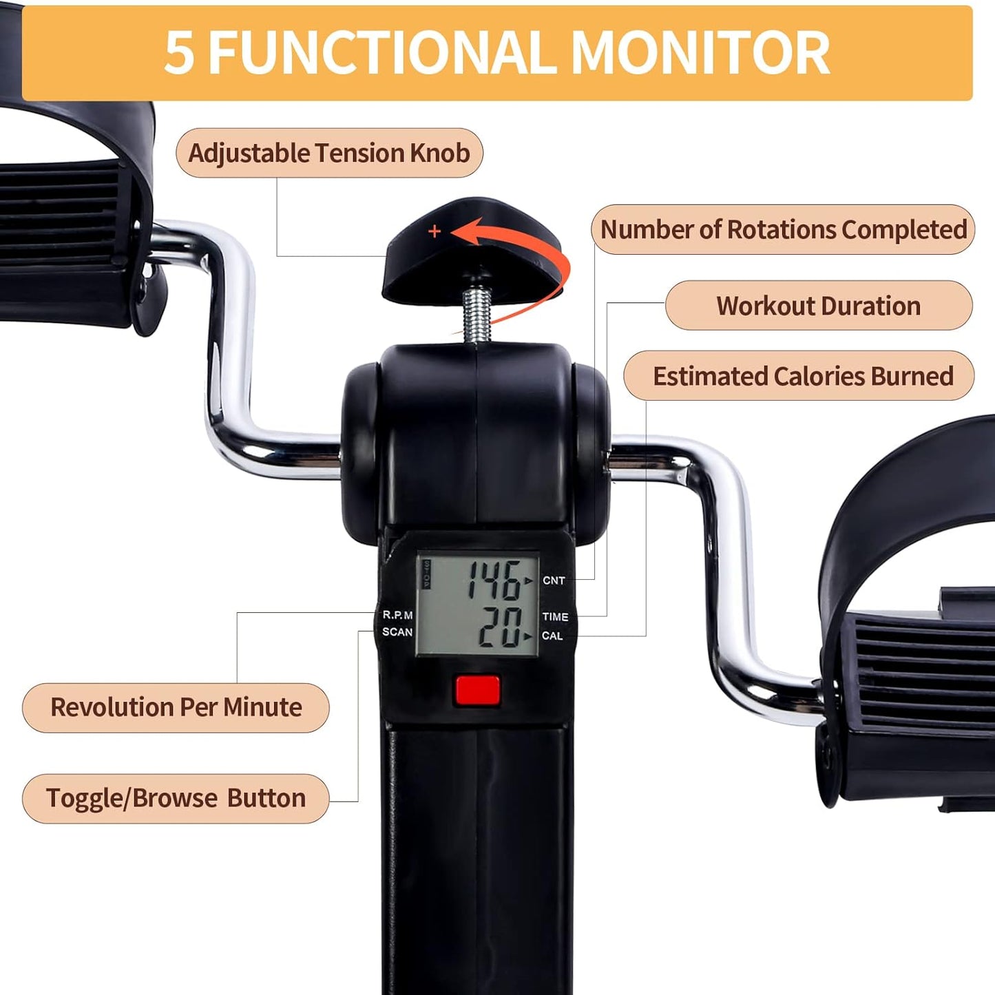 Stepper Exercise Machine Folding Pedal Bike For Home Mini With Adjustable Resistance Fitness Equipment