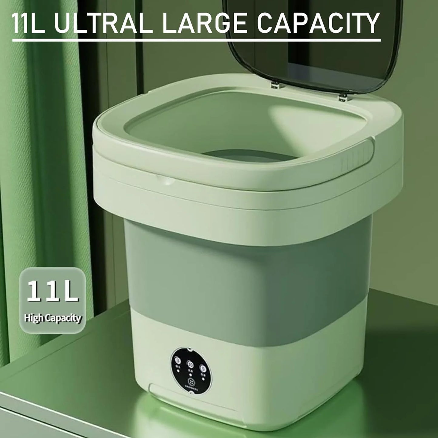 Portable Mini Folding Washing Machine 11L – Compact Washer for Baby Clothes, Travel & Small Spaces