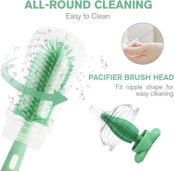 3-in-1 Silicone Baby Bottle Cleaning Brush Set – Pacifier, Straw,