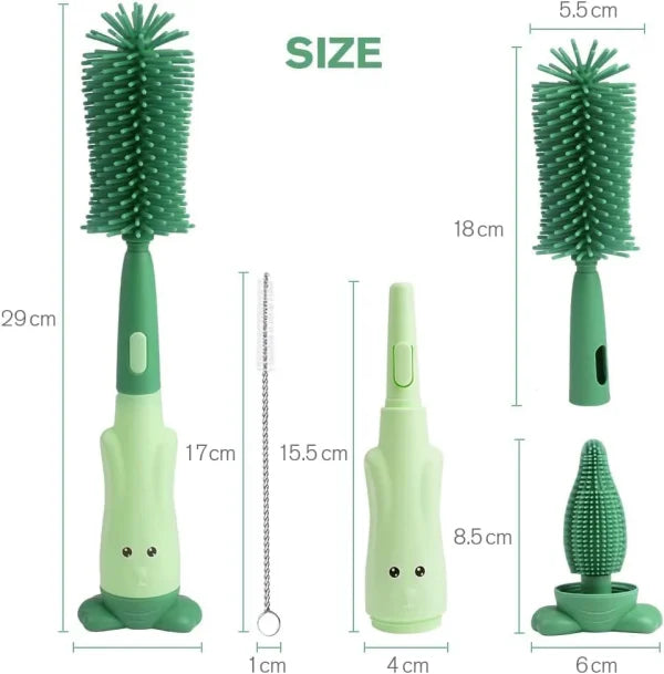 3-in-1 Silicone Baby Bottle Cleaning Brush Set – Pacifier, Straw,