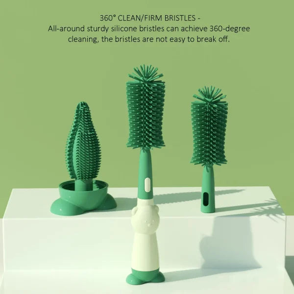 3-in-1 Silicone Baby Bottle Cleaning Brush Set – Pacifier, Straw,