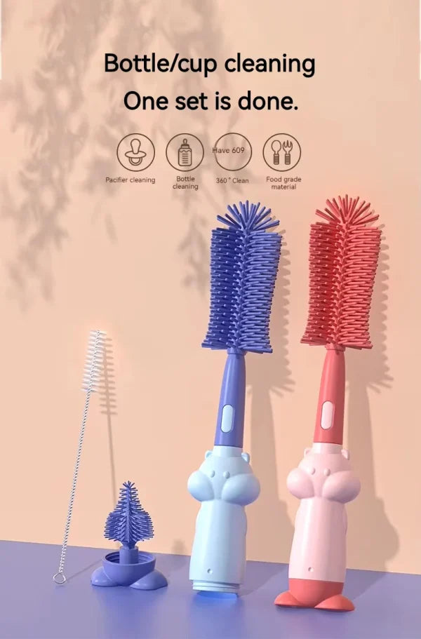 3-in-1 Silicone Baby Bottle Cleaning Brush Set – Pacifier, Straw,
