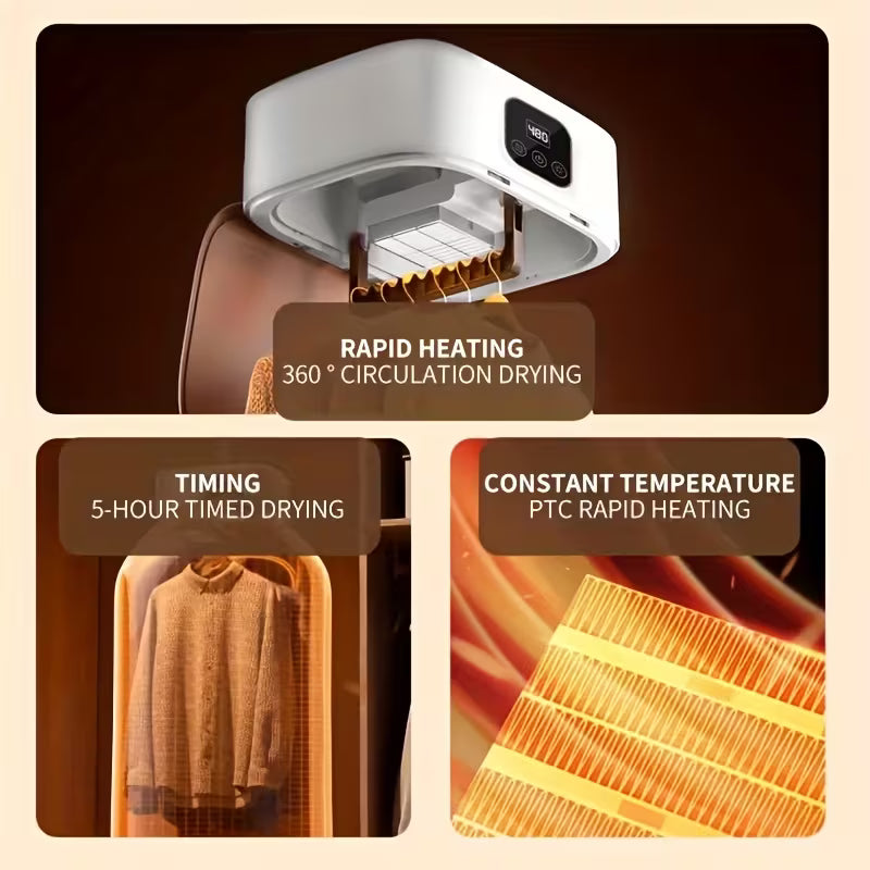 Smart Digital Portable Clothes Dryer with Drying Bag – Compact Folding Electric Dryer for Apartments, Dormitories & RVs (220–240V)