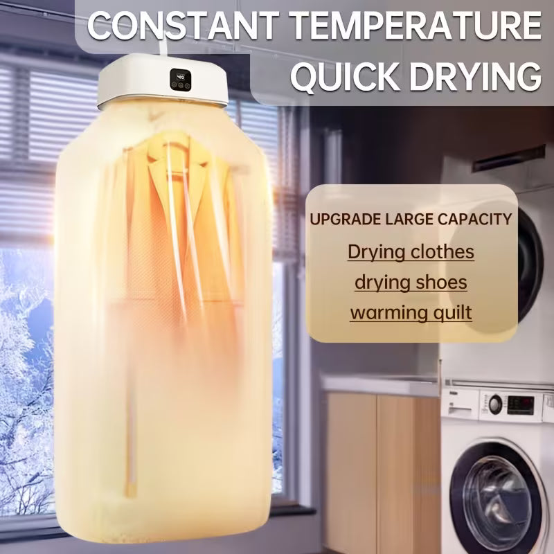 Smart Digital Portable Clothes Dryer with Drying Bag – Compact Folding Electric Dryer for Apartments, Dormitories & RVs (220–240V)