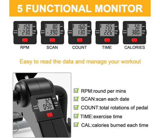 Foldable & Portable Mini Pedal Exercise Cycle with Digital Display and Adjustable Resistance