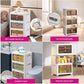 Foldable Transparent Storage Cabinet with Wheels & Magnetic Doors