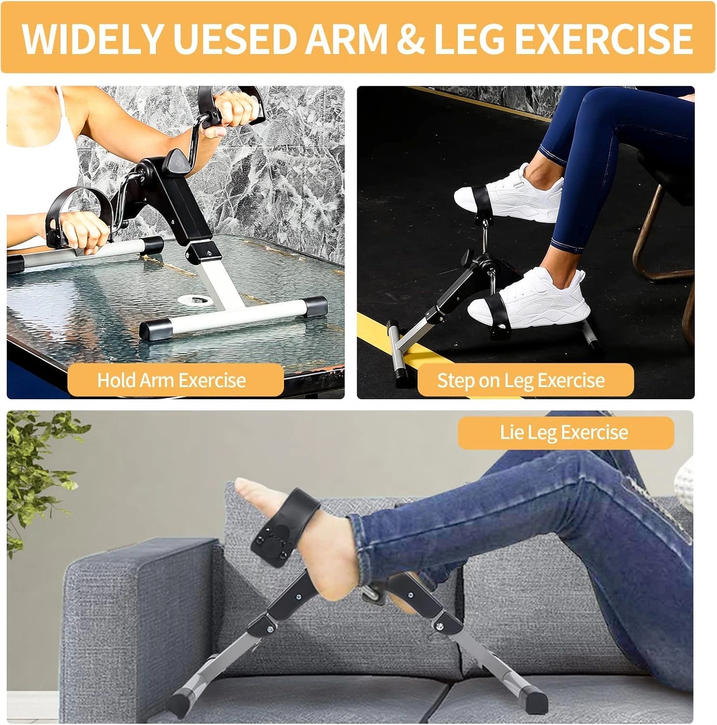 Foldable & Portable Mini Pedal Exercise Cycle with Digital Display and Adjustable Resistance