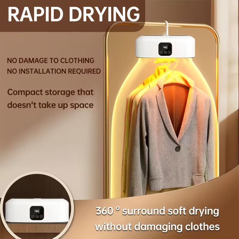 Smart Digital Portable Clothes Dryer with Drying Bag – Compact Folding Electric Dryer for Apartments, Dormitories & RVs (220–240V)