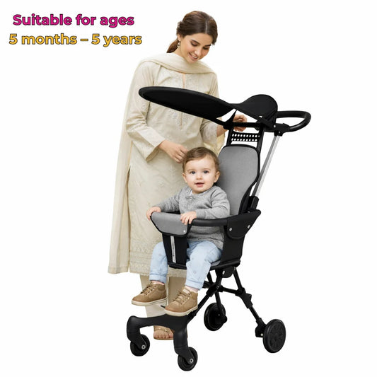 Premium Compact Baby Stroller – Foldable with Cushion & Sun Canopy