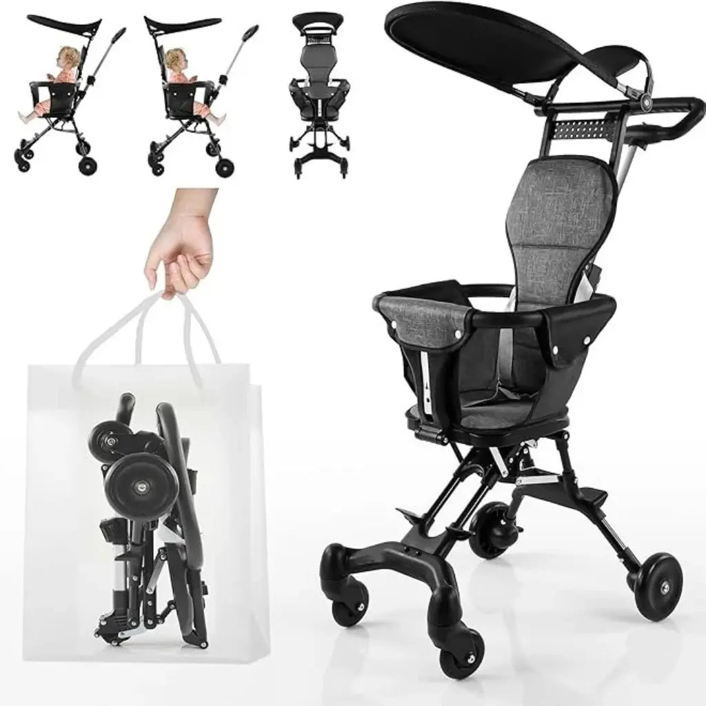 Premium Compact Baby Stroller – Foldable with Cushion & Sun Canopy