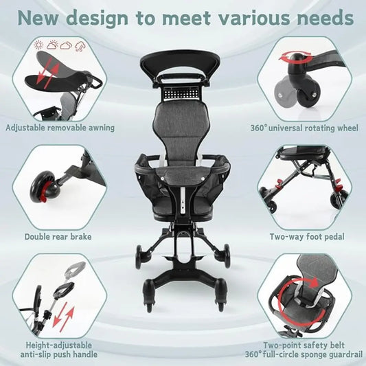 Premium Compact Baby Stroller – Foldable with Cushion & Sun Canopy